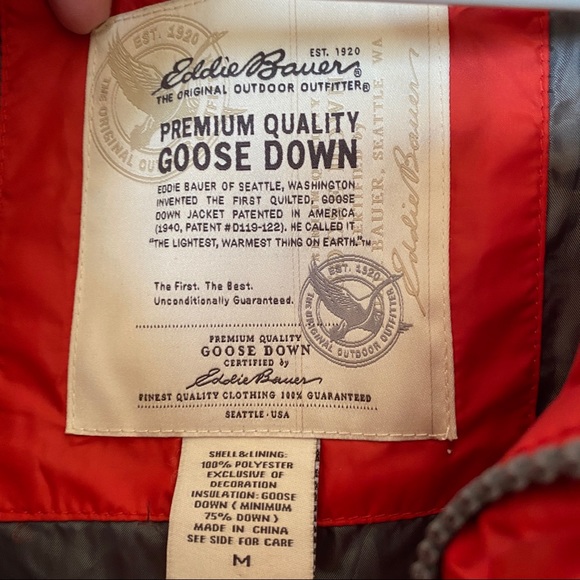 Eddie Bauer Orange Goose Down Puffer Vest - Picture 3 of 5